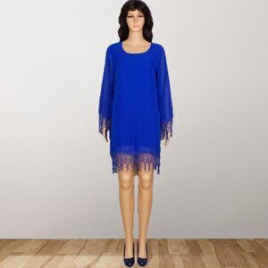 AUDITIONS size S royal-blue long-sleeve shift dress100% polyester hand wash